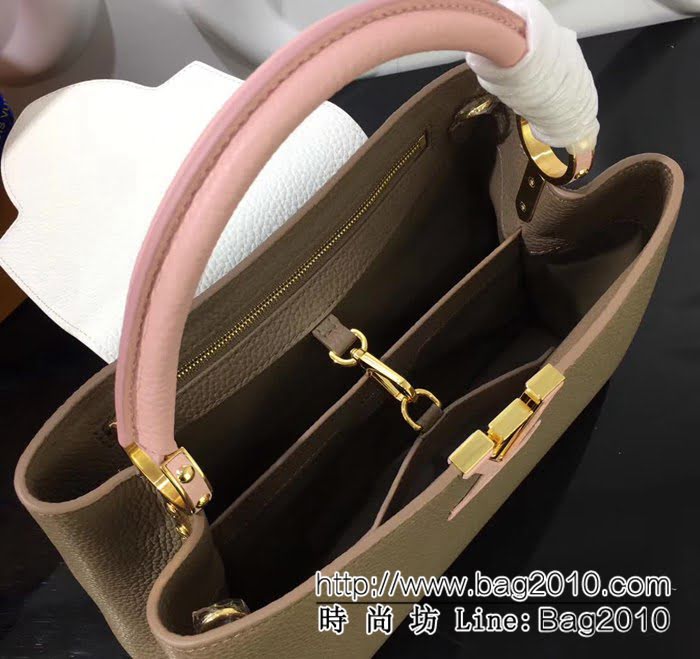 路易威登LV頂級原單 M48864 卡其配白Capucines BB 迷你手袋 YDH1297